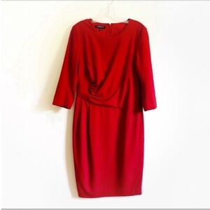 Lafayette 148 dress red sheath draped pleats career